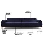 Sofá 230cm 3 Lugares Pés Rose Gold Molino C-287 Veludo Marinh