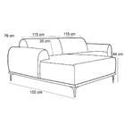 Sofá 230cm 4 Lugares Chaise Molino Veludo Azul Marinho