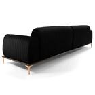 Sofá 230cm 4 Lugares Chaise Molino Veludo Preto