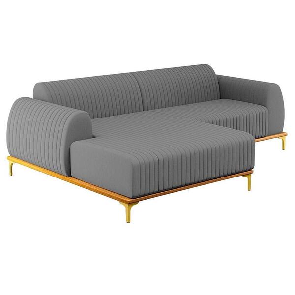 Sofá 230cm 4 Lugares Com Chaise Esquerdo Pés Gold Molino C-41