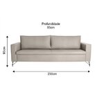 Sofa 230cm Pes Em Aco Carbono Linho Adrian  Bege/imbuia