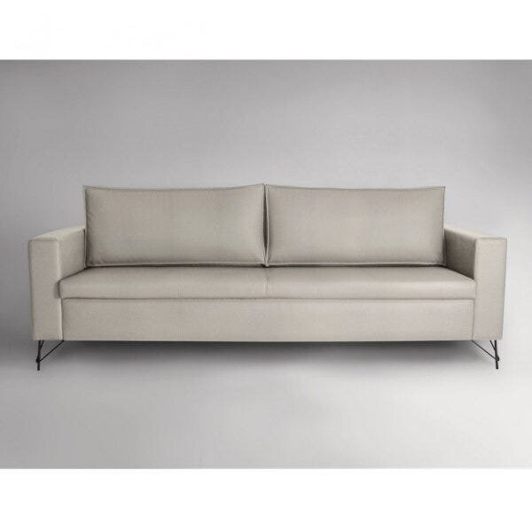 Sofa 230cm Pes Em Aco Carbono Linho Adrian  Bege/imbuia