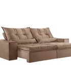 Sofá 230cm Retrátil E Reclinável Zoy Com Molas Bonnel Bege