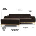 Sofá 245cm 4 Lugares Chaise Molino Veludo Marrom