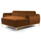 Sofá 245cm 4 Lugares Com Chaise Direito Pés Gold Molino B-262