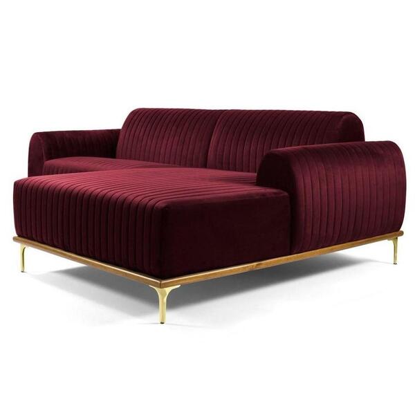 Sofá 245cm 4 Lugares Com Chaise Direito Pés Gold Molino B-278