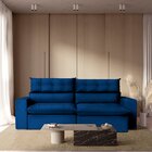 Sofá 250 Cm Retrátil E Reclinável Molas Ensacadas Azul