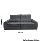 Sofá 254 Cm 3 Lugares  Retrátil Reclinável Matielo América