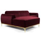 Sofá 255cm 4 Lugares Chaise Molino Veludo Marsala