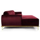 Sofá 255cm 4 Lugares Chaise Molino Veludo Marsala