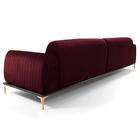 Sofá 255cm 4 Lugares Chaise Molino Veludo Marsala