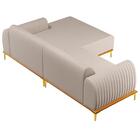Sofá 255cm 4 Lugares Com Chaise Direito Pés Gold Molino C-107