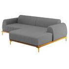 Sofá 255cm 4 Lugares Com Chaise Direito Pés Gold Molino C-416