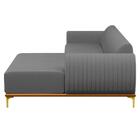 Sofá 255cm 4 Lugares Com Chaise Direito Pés Gold Molino C-416