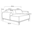 Sofá 255cm 4 Lugares Com Chaise Esquerdo Pés Gold Molino C-10