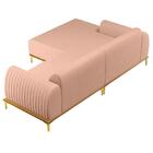Sofá 255cm 4 Lugares Com Chaise Esquerdo Pés Gold Molino C-10