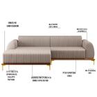 Sofá 255cm 4 Lugares Com Chaise Esquerdo Pés Gold Molino C-10