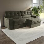 Sofá 260 Cm Retrátil E Reclinável Malta Chumbo Escuro