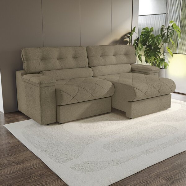 Sofá 260 Cm Retrátil E Reclinável Malta Fendi