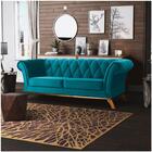 Sofá 260cm 4 Lugares Base Madeira Império B-66 Veludo Turques