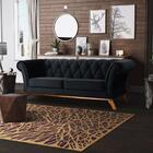 Sofá 260cm 4 Lugares Base Madeira Império Veludo Preto Domi