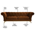 Sofá 260cm 4 Lugares Base Madeira Império Veludo Telha Domi