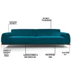 Sofá 260cm 4 Lugares Molino Veludo Turquesa