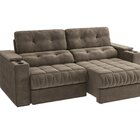 Sofá 260cm Com Porta Copos Retrátil E Reclinável Premier Velu