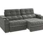 Sofá 260cm Com Porta Copos Retrátil E Reclinável Premier Velu