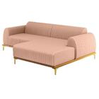 Sofá 265cm 4 Lugares Com Chaise Direito Pés Gold Molino C-105