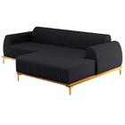 Sofá 265cm 4 Lugares Com Chaise Direito Pés Gold Molino D-465