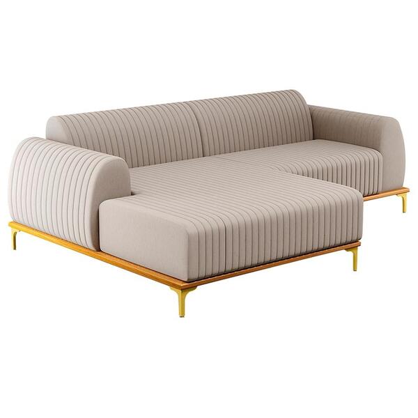 Sofá 265cm 4 Lugares Com Chaise Esquerdo Pés Gold Molino C-10