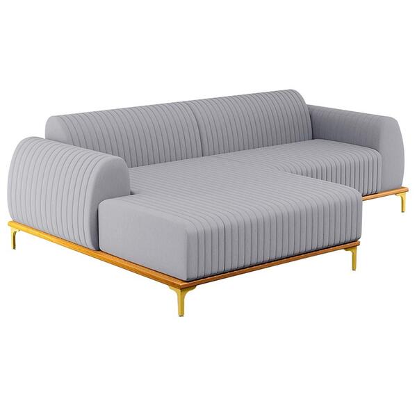 Sofá 265cm 4 Lugares Com Chaise Esquerdo Pés Gold Molino C-31