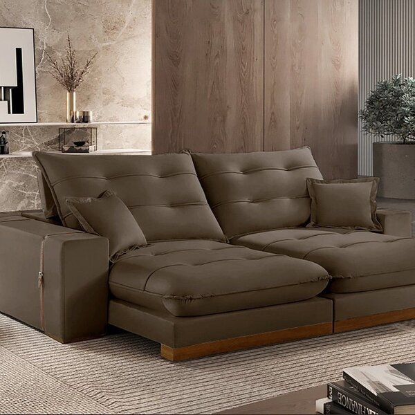 Sofá 270cm Retrátil E Reclinável Com Molas Ensacadas 5 Lugare