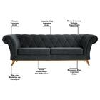 Sofá 280cm 4 Lugares Base Madeira Veludo Cinza