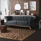 Sofá 280cm 4 Lugares Base Madeira Veludo Cinza