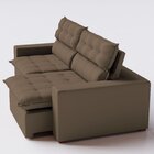 Sofá 290 Cm Retrátil E Reclinável Molas Ensacadas Marrom