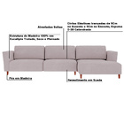 Sofá 290cm Com Chaise Direita Franz Suede Rosê - Gran Belo