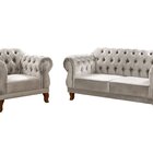 Sofá 2 E 1 Lugares Duquesa Decoração Sala Recepção Retrô Bege