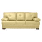 Sofá 2 E 3 Lugares Fresno Pés Madeira Couro Bege - Mempra