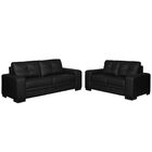 Sofá 2 E 3 Lugares Milano Couro Preto Fosco G58 - Gran Belo