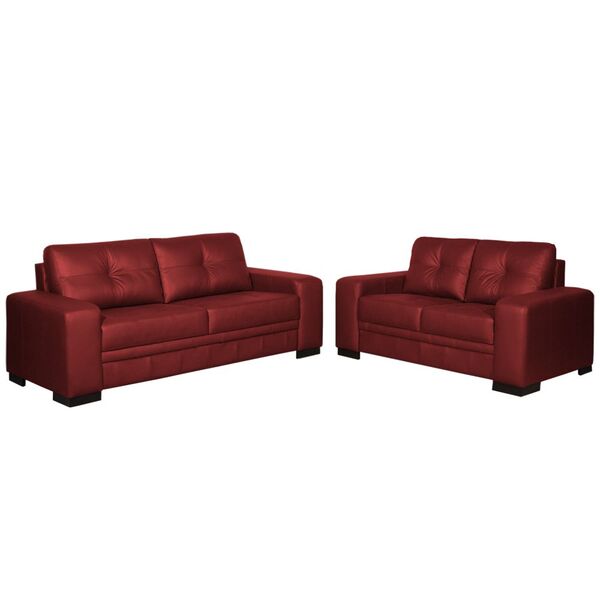 Sofá 2 E 3 Lugares Milano Couro Vermelho G58 - Gran Belo