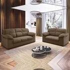 Sofá 2 E 3 Lugares Pequim Marrom Veludo