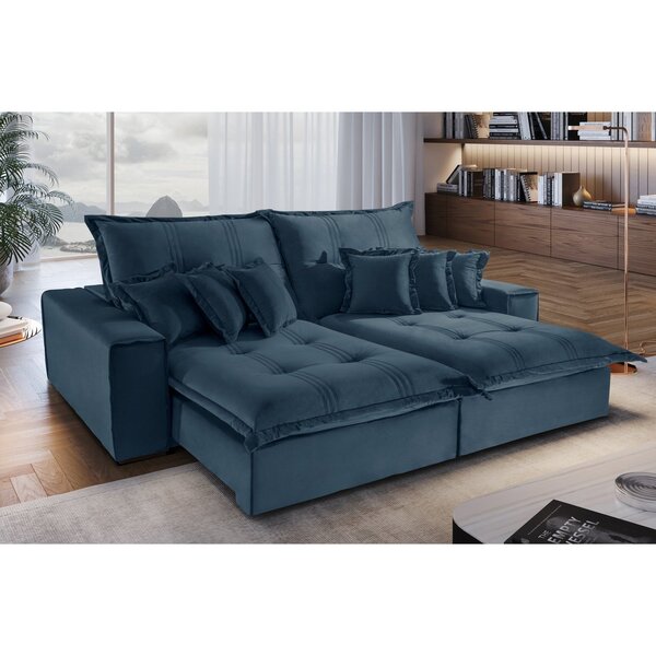 Sofá 2 E 3 Lugares Retrátil E Reclinável 230cm Noronha  Azul