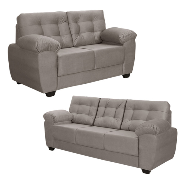 Sofá 2 E 3 Lugares Suede Veludo Animale Elegance Bege