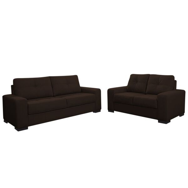 Sofá 2 E 3 Lugares Turim Couro Marrom Café - Gran Belo