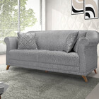 Sofá 2 Lugares 1,60 M Linho Cinza Com Pés De Madeira E 2 Almo