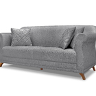 Sofá 2 Lugares 1,60 M Linho Cinza Com Pés De Madeira E 2 Almo