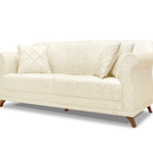 Sofá 2 Lugares 1,60 M Linho Pérola Com Pés De Madeira E 2 Alm