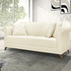 Sofá 2 Lugares 1,60 M Linho Pérola Com Pés De Madeira E 2 Alm